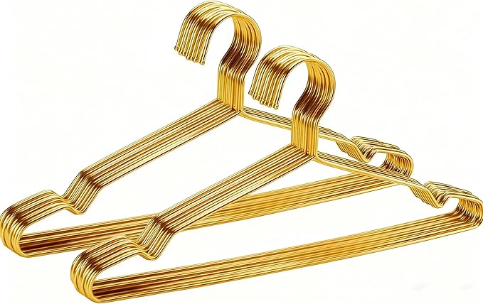 20 Pack Gold Hangers, Clothes Hangers for Closet Ultra Slim Metal Hangars Space Saving Coat Hanger, Heavy Duty Stainless Steel Suit Hanger for Adult Kids Golden Decor Home Essentials