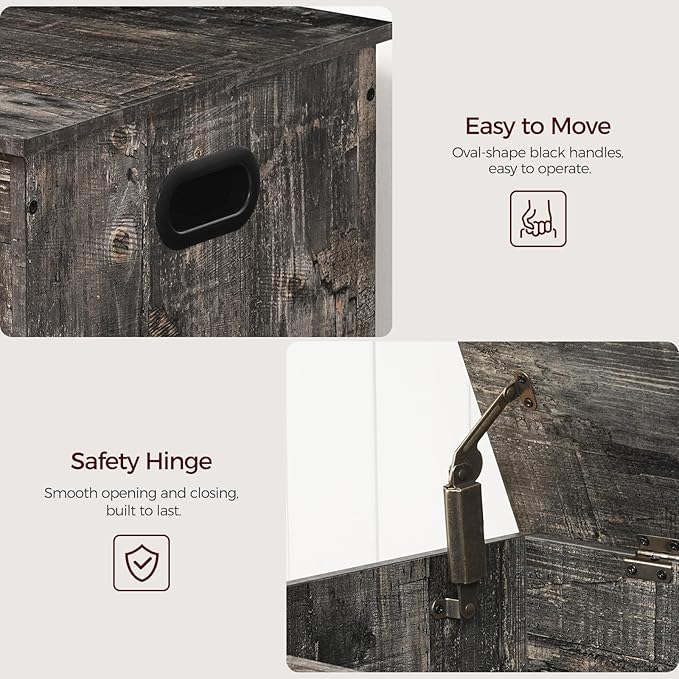 Storage Chest, 39.4” Toy Box, Entryway Storage Trunk, Shoe Bench with Storage, Engineered Wood Storage Cabinet with 2 Safety Hinges, Entrance Bench for Living Room, Vintage Gray SCRP2001