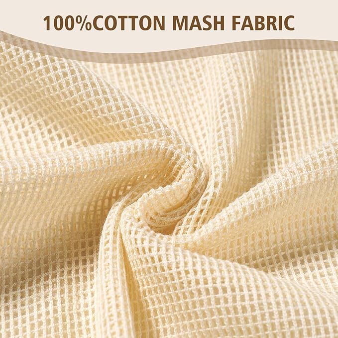 HEAVYWOOD 4-Piece Cotton Mesh Landry Bag Organic Wash Bag for Washing Machine Lingerie Bags for Washing Delicates with Sturdy Anti-Rust Zipper Clothes Washing Bag (4Bags, L)