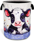 Cute Cow Laundry Basket Animal Foldable Oxford Cloth Funny Tote Bag Laundry Hamper Clothes Storage Bucket Toy Organizer For Bathroom/Laundry Storage/Bedroom 18.9x16.5 Inch