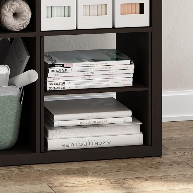 Furinno Cubicle Cube Insert, H-Shelf Cube Organizer, Fits into Furinno Extra Thick Cubes, for Organizers and Storage, Black Dark Oak (Does not fit IKEA Kallax Shelving)