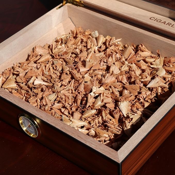 Spanish Cedar Wood Shavings for Cigar Humidor, Cigar Box, Cedar Wood Chips for Cigar Alcoholization, Humidor Accessories for Cigar Storage (Sawdust, 1.75oz)