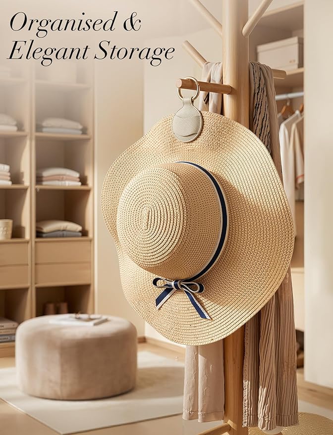 Niveaya Upgraded Magnetic Hat Clip for Hanging Sunglasses, 2-Pack Stylish Hat Clip for Travel Bag Luggage Backpack, Strong Magnet Hat Holder, Hands-Free, Beach Cruise Vacation Essentials, Beige+Beige