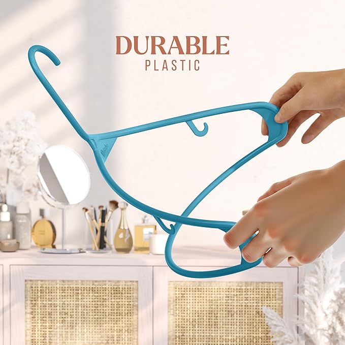Plastic Hangers 40 Pack Blue - Clothes Hangers - Makes The Perfect Coat Hanger and General Space Saving Clothes Hangers for Closet - Percheros Ganchos para Colgar Ropa Hangars