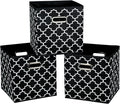 Fabric Cloth Storage Bins,Fabric Cube Organizer with Dual Handles Foldable Cube Storage Baskets for Home Bedroom Storage,Set of 3,(Black light)