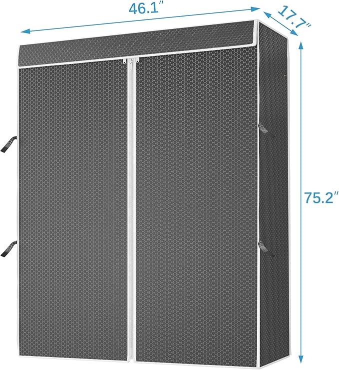 VIPEK Cover ONLY for V2/V2S/V7/R4/R3 Plus Clothes Rack, Dustproof Zippered Polyester Fabric Cover, Sturdy, Wrinkle Resistance, Breathability Keep Garments Dry, 46.1" L X 17.7" W X 75.2" H, Black