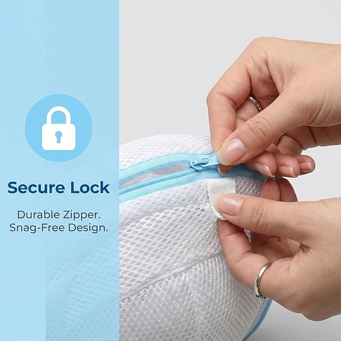 2 Pack Large Bra Wash Bag with Hooks, 3D Mesh Laundry Mesh Bag for Lingerie and Delicates, Zippered Underwear Laundry Bag, Gray & Blue