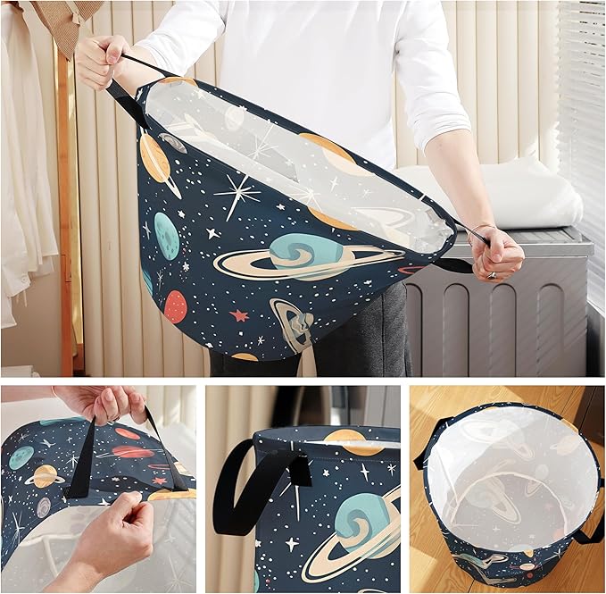Clothes Blankets Towel and Toy Storage Bag for Bedroom,Laundry Basket With Handles,Dirty Clothes Hamper For Bathroom,Living Room Closet Organizer