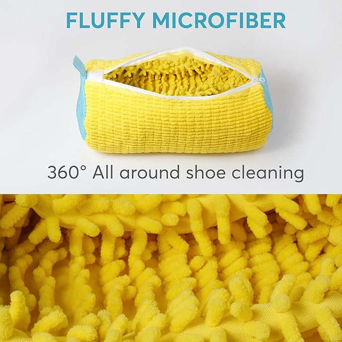 Laundry Shoe Bag for Washing Machine 2 Pcs, Reusable Shoe Washing Machine Bag for Washer and Dryer with Bonus Brush – Microfiber Sneakers Shoes Laundry Bag with Zipper, Tennis, Gym, Trainers