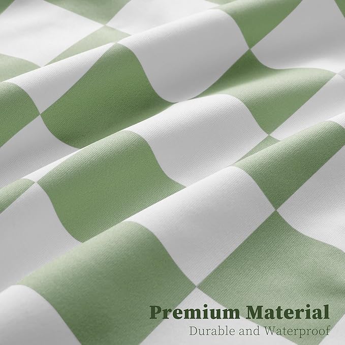 Checkered 2 Pcs Large Travel Laundry Bags for Dirty Clothes, Aesthetic Trendy Waterproof Washable Laundry Bag with Handle for Travel, Gym, Swimming Pool Sage Green