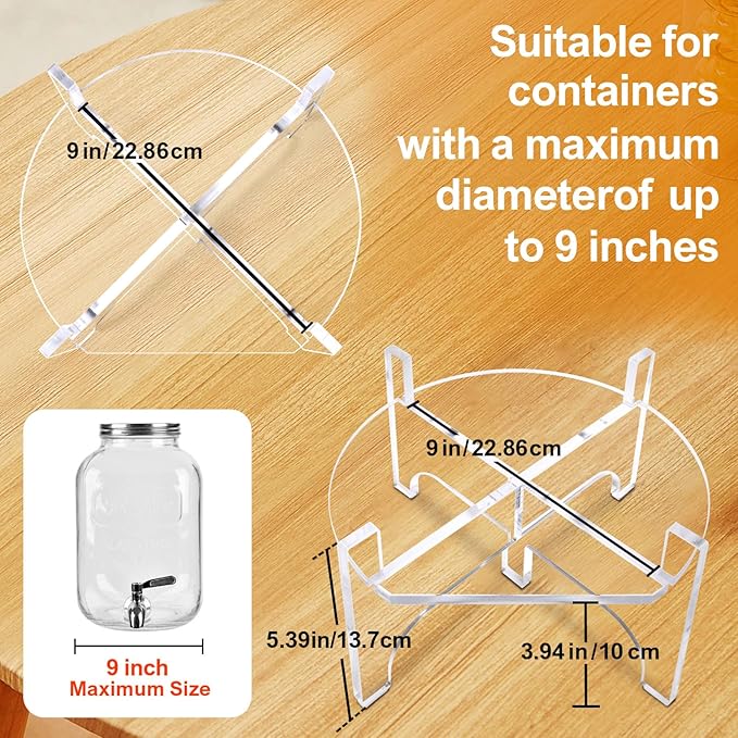 8 MM Beverage Dispenser Stand Only, Acrylic Glass Water Juice Drink Beverage Dispenser Floor Pitcher Stand Base for Parties, Home, Catering Events(Fit Max 9 Inch Glass Drink)