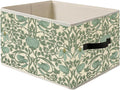 William Morris Inspired Vintage Pastel Green Floral Botanical Storage Bin Box with Handles,Green Vine Flowers Foldable Organizer Basket Toybox for Girls Room Bedroom Bathroom Clothes Toys Books