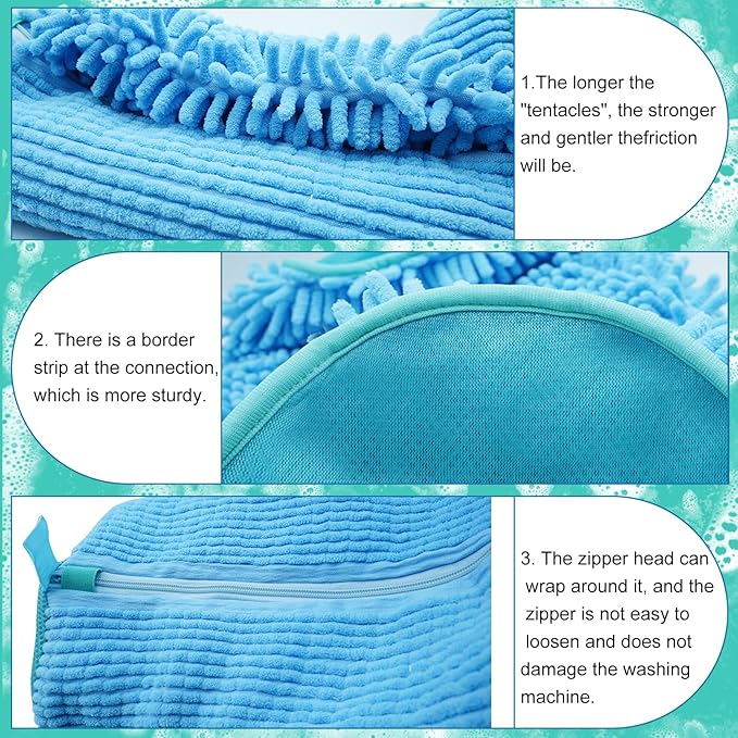Shoe Washing Machine Bag, Laundry Shoe Bag for Washer and Dryer, Reusable Zipper Plush Sneakers Washing Machine Bag for Shoes, Gym,Tennis Shoes, Delicate Blue 1pc