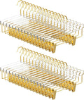 Acrylic Gold Pants Hangers 30 Pack for Trousers, Jeans, Coats, Heavy Duty Skirt Hangers for Women, Space-Saving Clothes Organizer with Non-Slip Adjustable Clips, Adults & Kids