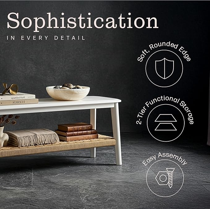 Alaterre Furniture Calais Entryway Bench with Storage Shelf - 48 Inch 2-Tier Storage Bench for Bedroom, Dining Room, Living Room, or Entryway - Wooden Entryway Furniture (White)