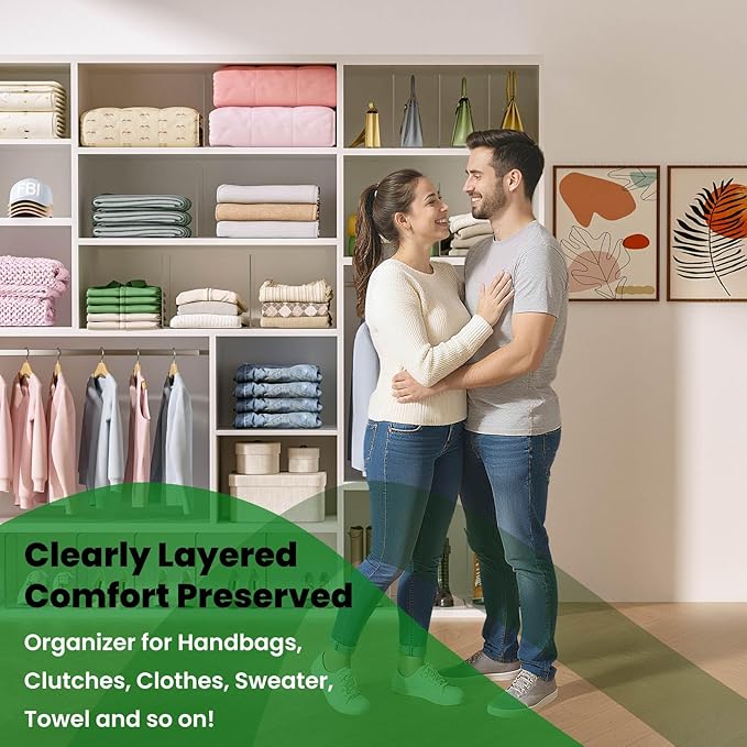 Shelf Dividers for Closet Organization - 4 Pack 10" Tall X 8.4" Deep Acrylic Adhesive Separators, 30s Tool-Free Install, Clear Vertical Closet Dividers for Clothes, Handbags & Towels