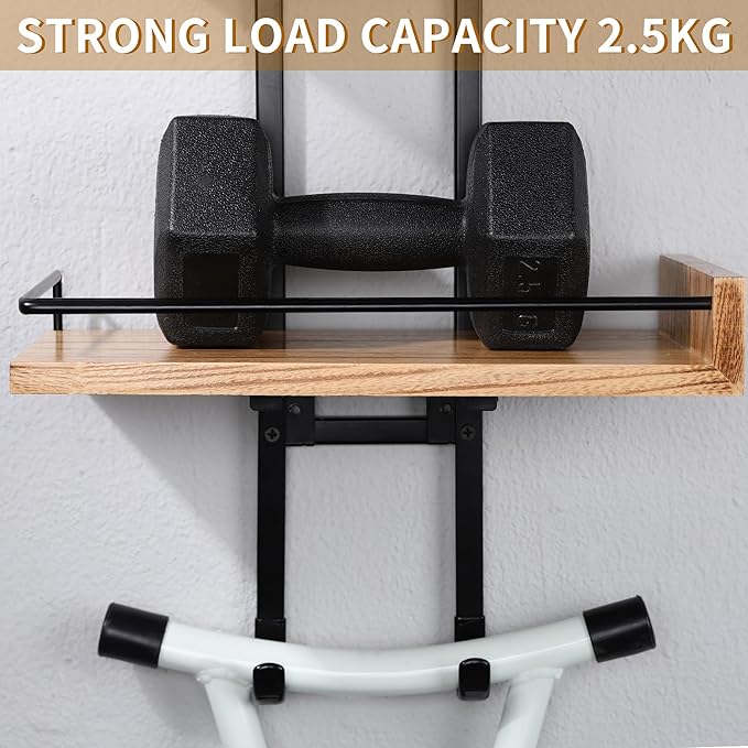 Ironing Board Hanger Wall Mount with Adjustable 2-Large Storage Shelves, Heavy Duty Space Saving Iron and Ironing Board Holder for Laundry Room, T&Y Leg Shaped, Carbonized Black