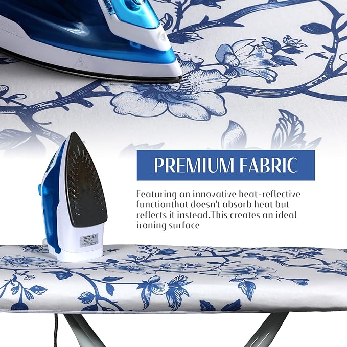 Tegeme Ironing Board Cover and Pad 15 x 54 Inch Cotton Thick Padded with Elastic Edge and Hook and Loop Laundry Room Decor Fits Standard Size(Chinoiserie)