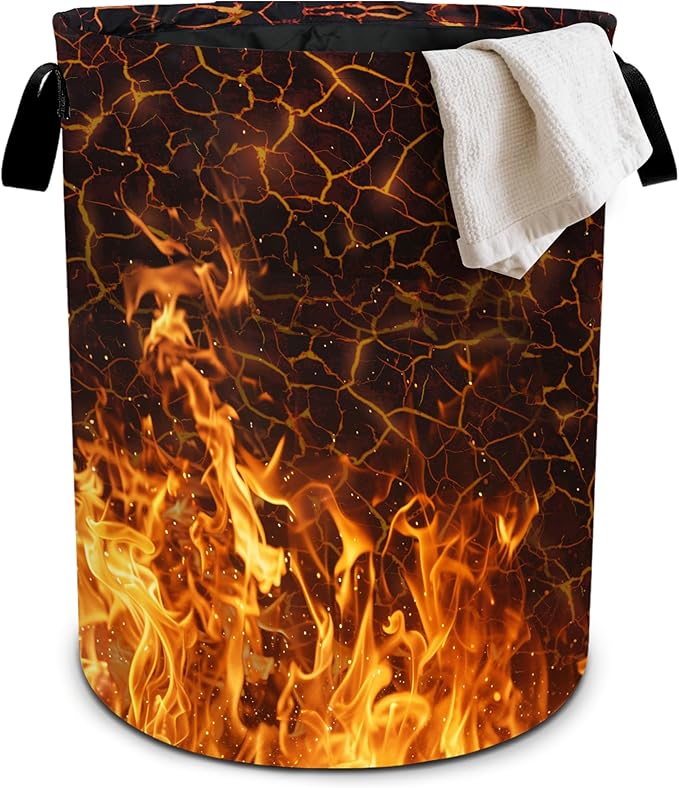 Fire Flames Laundry Basket Laundry Hamper With Handles Collapsible Laundry Baskets Storage Basket For Room Bathroom Bedroom Decor
