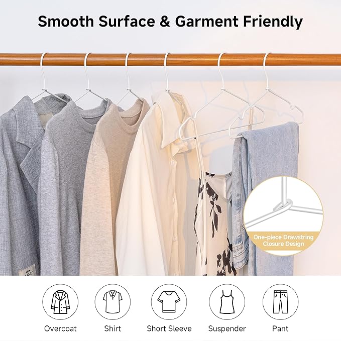 StorageWorks 4mm Super Thick Metal Wire Hangers, Heavy Duty Stainless Steel Clothes Hangers for Coats, Shirts Jackets, Pants, Suits, Space Saving White Hangers for Closet, 20 Pack