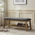 VKNOW Entryway Bench, 44.4" Upholstered Storage Shoe Bench for Entryway & Bedroom, Shoe Rack Bench with Rubberwood Legs, Modern End of Bed Bench for Living Room and Hallway, Black