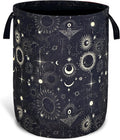 Gothic Sun Moon Stars Laundry Basket Foldable Oxford Cloth With Handle Portable Colorful Storage Basket Organizer Suitable For Laundry Room/Bedroom/Living Room/Children'S Room (18.9 X 16.5 Inch)
