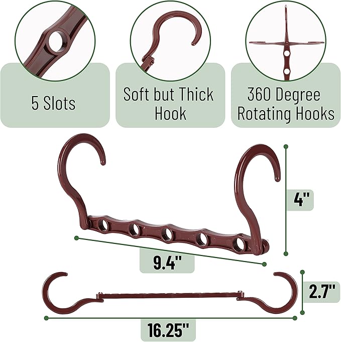 Mr. Pen- Space Saving Hangers for Clothes, 12 pcs, Mahogany Color, Plastic Multi Clothes Hangers Space Saving, 5 Slots, 360° Rotating Hooks