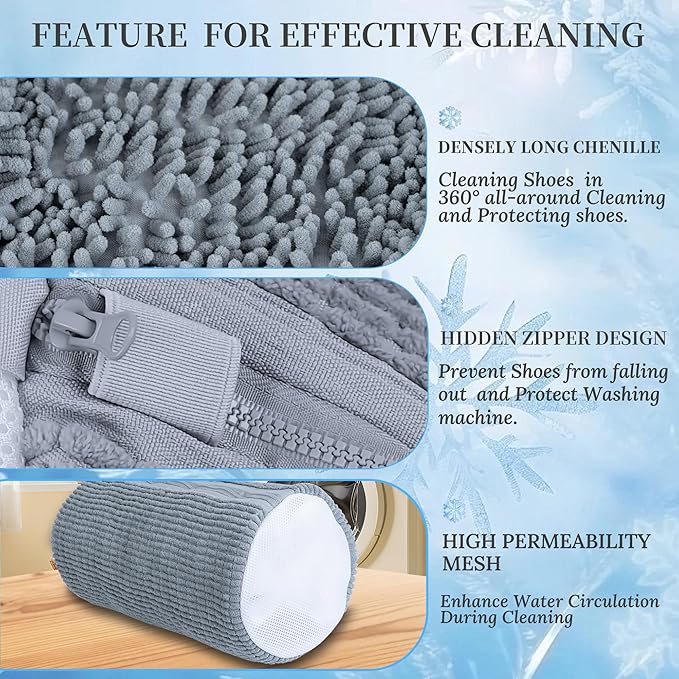 Shoe Washing Machine Bag, Laundry Shoe Bag for Washer and Dryer,2Pcs Reusable Shoe Bag for Washing Machine Fit Most Shoes Types (Grey 2 pcs)