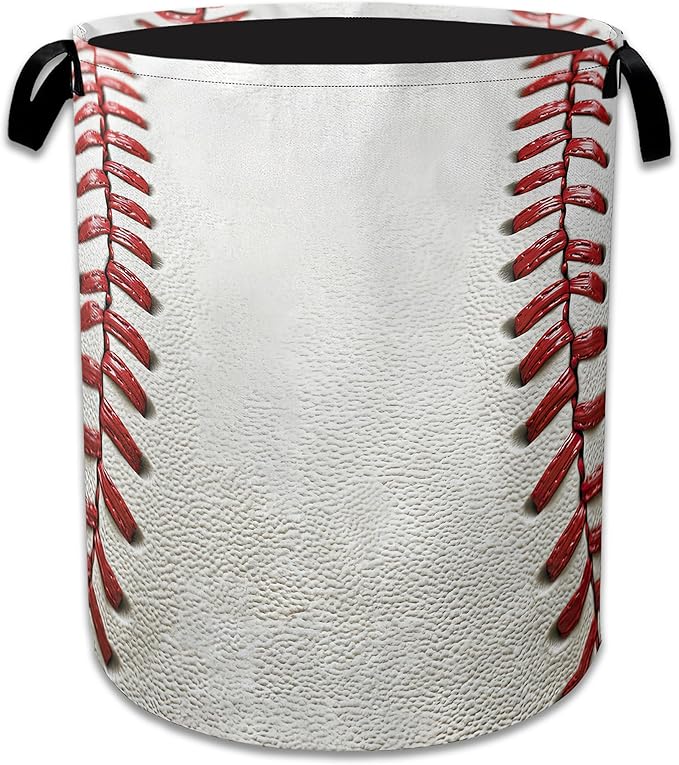 Baseball Art Laundry Basket Oxford Laundry Hamper Collapsible Clothes Toy Storage Bin for Bathroom Bedroom Room Decor 16 X 20.8 Inch