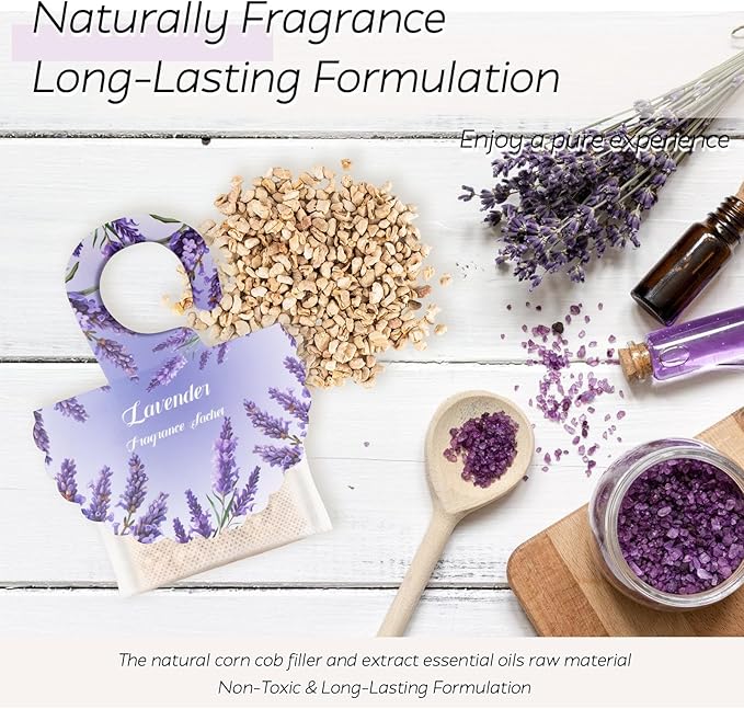 18 Pack Lavender Scented Sachet Bags for Drawer and Closet - Air Fresheners for Closet, Long-Lasting Hanging Fragrance Sachet for Wardrobes, Cars, Storage, Deodorizer Smell Goods for House