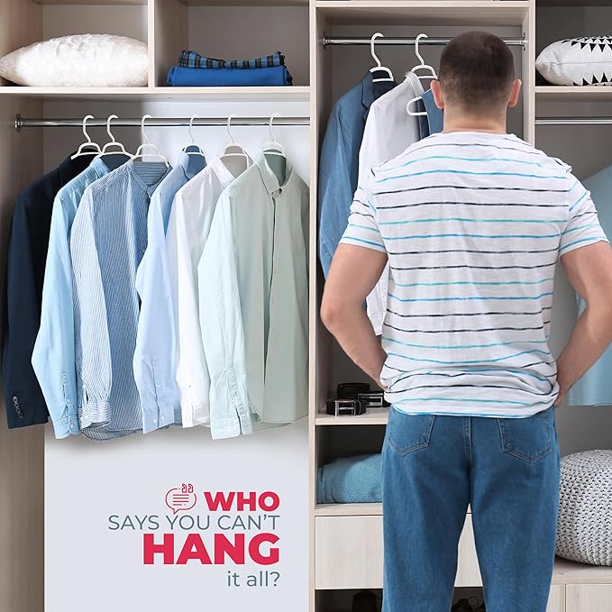 Neaties Large & Wide Heavy Duty Clothes Hangers 50+ Pack (72 Count) – Made in USA – Ideal for Plus Size Clothing – 10lb Plastic Hangers with Notches for Oversized Adult Coats & Pants – White & Blue