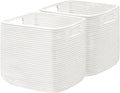 UBBCARE Set of 2 Kallax Storage Cubes-13 ×15 ×13 Inch, Cotton Rope Basket for Shelves, Toys, Book, Cube Storage Bin with Handles, Woven Storage Basket for Organizing, White