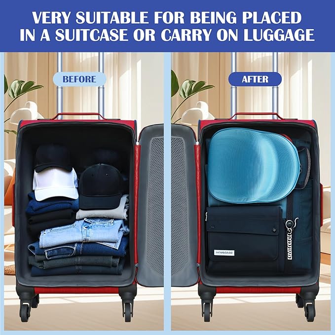 Hat Organiser Protects up to 6 Hats Travel Hat Case with Carry Handle and Adjustable Shoulder Strap for Men and Women for Travel and Home Storage
