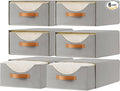 6 Pcs 16.5" Closet Drawers and Large Size Clothes Storage Bins Push-Out Storage Stackable Shelf Drawers with See-Through Window Closet Organizers for Bedroom, Living Room, Under Bed, Grey