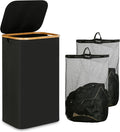 Laundry Hamper with Lid, 110L Large Laundry Basket with Handle, Collapsible Clothes Basket Organizer with Removable 2 Inner Bag for Clothes Toys Towels - Black