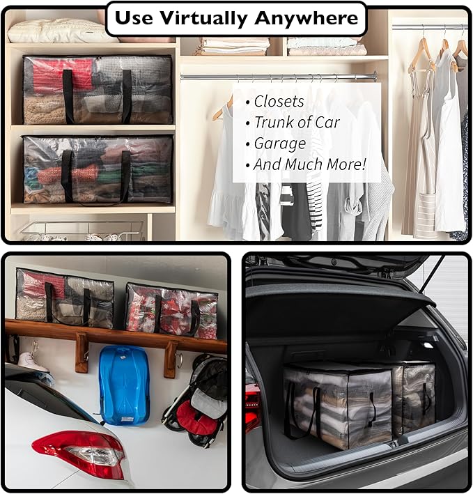 ClearSpace Oversized Moving Bags or Storage Bag – Large Moving Boxes with Backpack Straps, Zippers & Handles – Heavy-Duty Packing Bags for Moving, College Dorm, Christmas Decorations, 10 Pack