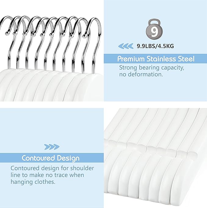 TOPIA HANGER Kids Wooden Hangers 20 Pack, Wood Baby Children Hangers Clothes Dress Shirt Hangers 360° Stronger Flexible Hook- Extra Smoothly Cut Notches, White, CT09W20