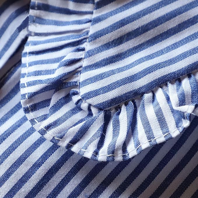 GUZOSJO Blue Striped Detachable Collar Shirt,Dickey Half Blouse False Collar for Lady Girls Men