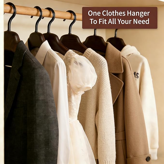2-Pack Wood-Colored ABS Clothes Hangers with Adjustable Arms for Suits,Jacket,Dress, Shirt, Great Closet Organization&Storage