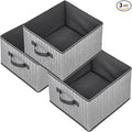 Storage Baskets, 11-Inch Woven Fabric Bins, Storage Cubes with Reinforced Handles, Organizer Bins for Closet Shelves, Foldable, for Toys, Clothes (3PCS/Grey-11*11*7.8inch)