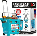 dbest products GoCart,Teal Grocery Cart Shopping Laundry Basket on Wheels