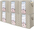 WISELIFE Storage Bags 6 Pack/100L Large Blanket Clothes Organization and Storage Containers for Comforters,Bedding, Foldable Organizer with Reinforced Handle, Clear Window, Sturdy Zippers,Beige