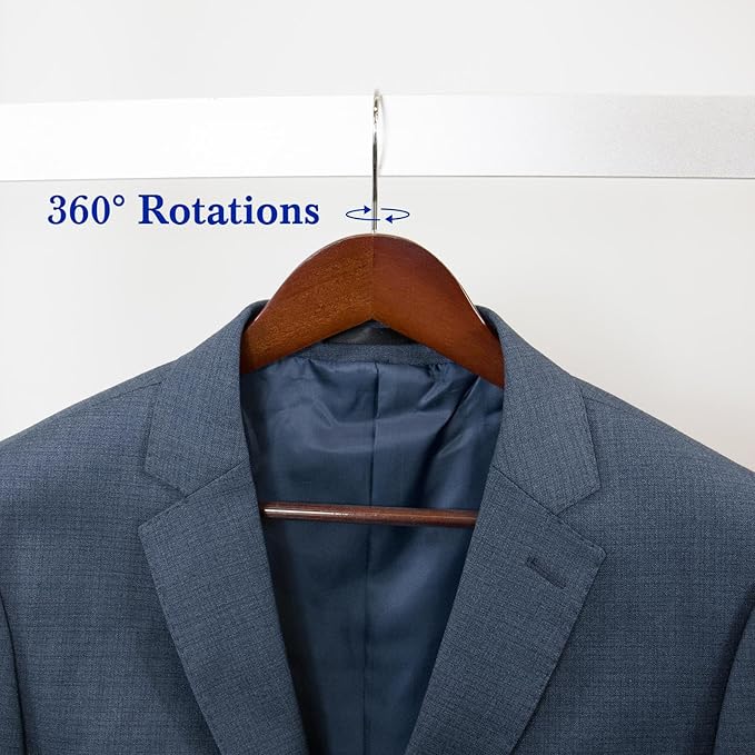 Wooden Hangers with Wide Shoulder Design,Suit Hangers with Non Slip Pants Bar, Smooth Finish for Heavy Clothes,Sweater Coat Hanger for Closet (Mahogany,6 Pack)