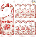 Baby Closet Dividers 8PCS, Red Italian Themed Wooden Double-Sided Clothes Size Hanger/Organizer from Newborn to Toddler for Nursery Decor Baby Shower Birthday Gender Reveal Party Gift