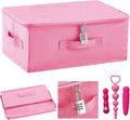 Discreet Lockable Toy Bag Storage Organizer Toy Bag Storage Bins Case with Zipper Lid for Women and Men Clothes Container(Pink,15 x 10 x 6.3 Inch)