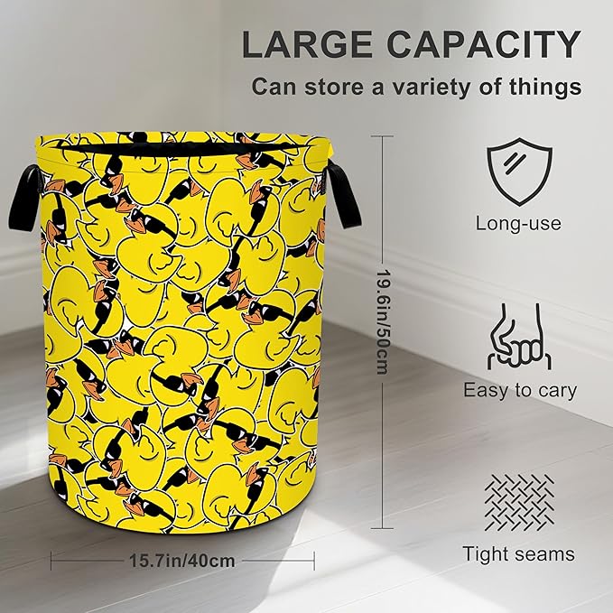 Duck Laundry Basket Storage Bin Foldable Laundry Hamper Clothes Storage Bucket Organizer 19.6x15.7 Inch For Laundry Room/Bedroom/Bathroom