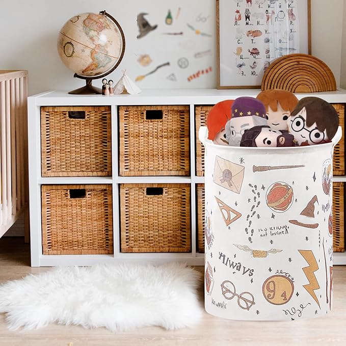 Nursery Decor,Baby Laundry Large Hamper Basket Foldable With Waterproof Pe Coating,Magic Dirty Clothes Basket for Kids,Bedroom,Bathroom Set,Toy Bin,Boys and Girls Birthday Gifts(Round)