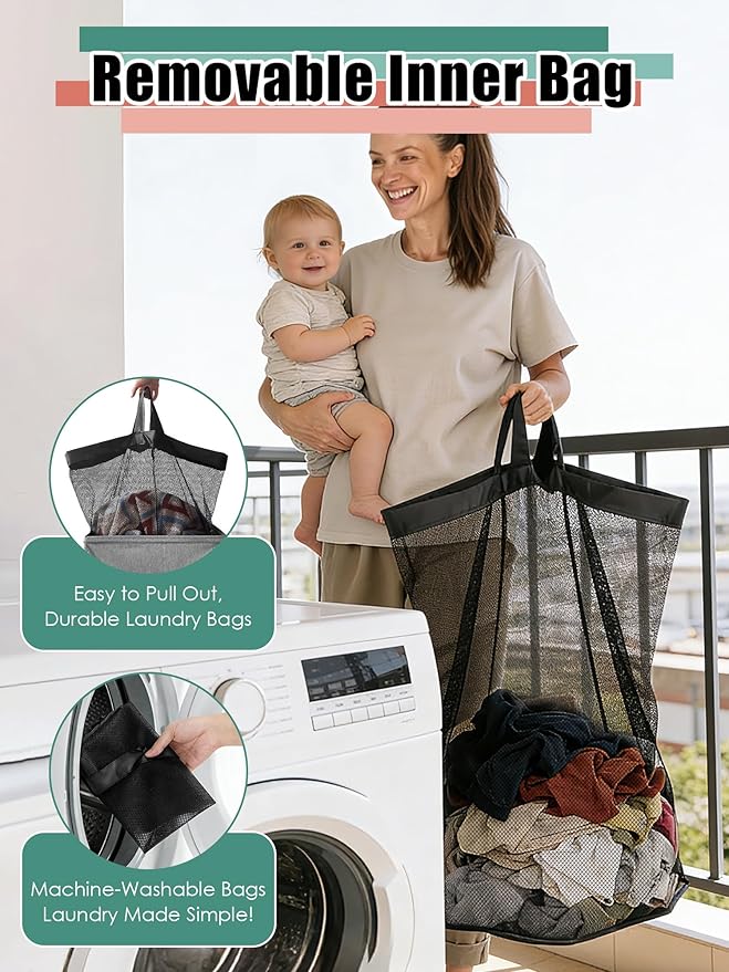 Laundry Hamper with Lid, Reinforced Sturdy Clothes Hamper with Anti-Puncture Base, Large Collapsible Laundry Basket with Removable Liner Bag, Tall Dirty Clothes Bin for Family, 100L Grey