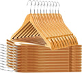 Quality Wooden Hangers - Slightly Curved Hanger 90 Pack Sets - Solid Wood Coat Hangers with Stylish Chrome Hooks - Heavy-Duty Clothes, Jacket, Shirt, Pants, Suit Hangers (Natural, 90)