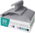 NEATERIZE Clothes Hangers Plastic 50 Pack for Adults - Plastic Hangers, The Perfect Coat Hanger and Space Saving Clothes Hangers for Closet, Percheros Ganchos para Colgar Ropa Hangars - Grey Hangers